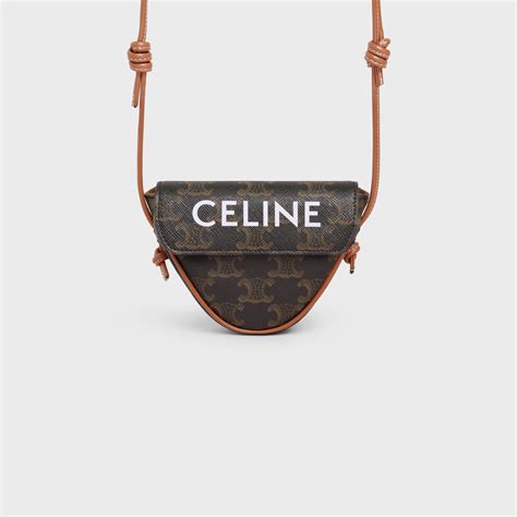 mini triangle in triomphe canvas with celine print tan